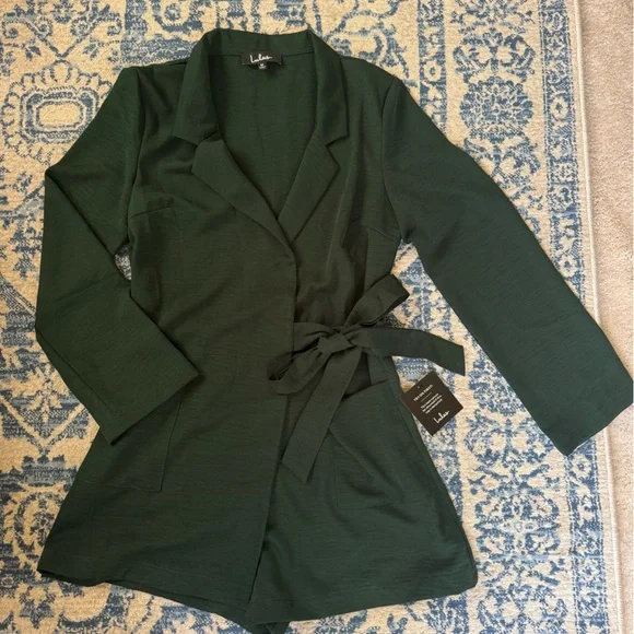 Lulus Hollywood Nights Forest Green Blazer Romper – Size M - NWT - Picture 6 of 8
